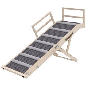 PawHut Dog Ramp, Folding Pet Ramp, 4 Adjustable Height from 15" to 19", Dog Step with Side Rails for Small to Large Pets