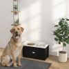 PawHut Pet Feeding Station Pet Dish Bowl Set with Storage, 2 Elevated Dog Bowls for Large Sized Dogs, White and Black