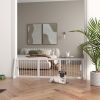 PawHut 28"-75" Freestanding Wooden Pet Gate with Support Feet & Non-Slip Mats for Indoor, Stairway, Doorway, White