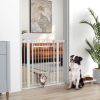 PawHut 30"-41" Extra Wide Walk Through Dog Gate w/ Cat Door, 3-Inch & 5.5-Inch Extension Kits, 30" High
